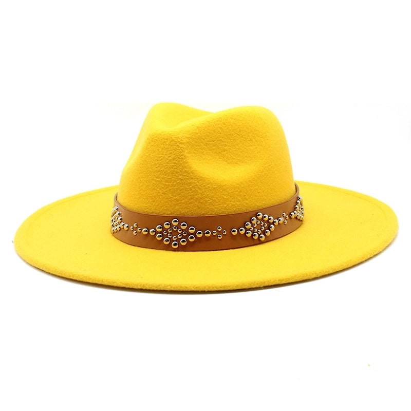 Autumn And Winter Wool Big Brim Jazz Hat Men's And Women's Fashion Casual 9.5cm Big Edge Jazz Hat Felt Hat
