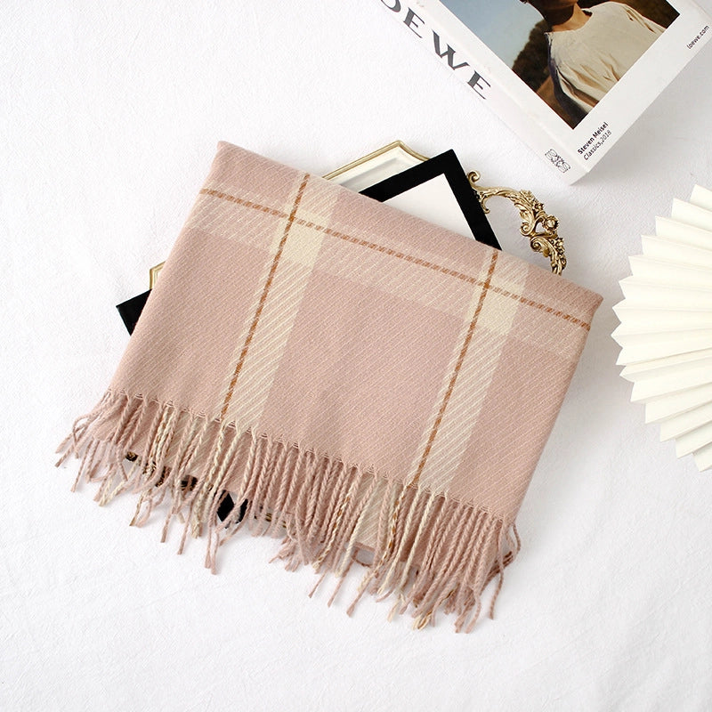 Cashmere Scarf Women's Autumn And Winter New Warm Neck Line Large Square  Fresh Style Shawl