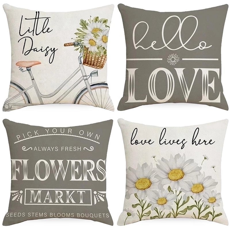 Minimalist Classic Style Commute Color Block Linen Pillow Cases