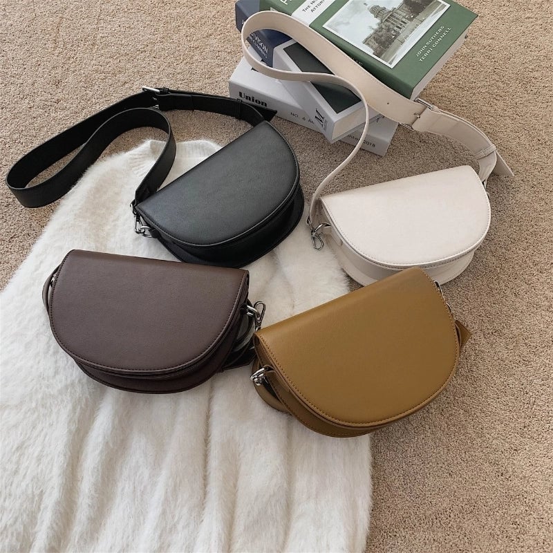 Bag Women's Bag Simple Texture Trendy Spring And Summer Internet Trendy High-end Shoulder Crossbody Bag Saddle Bag