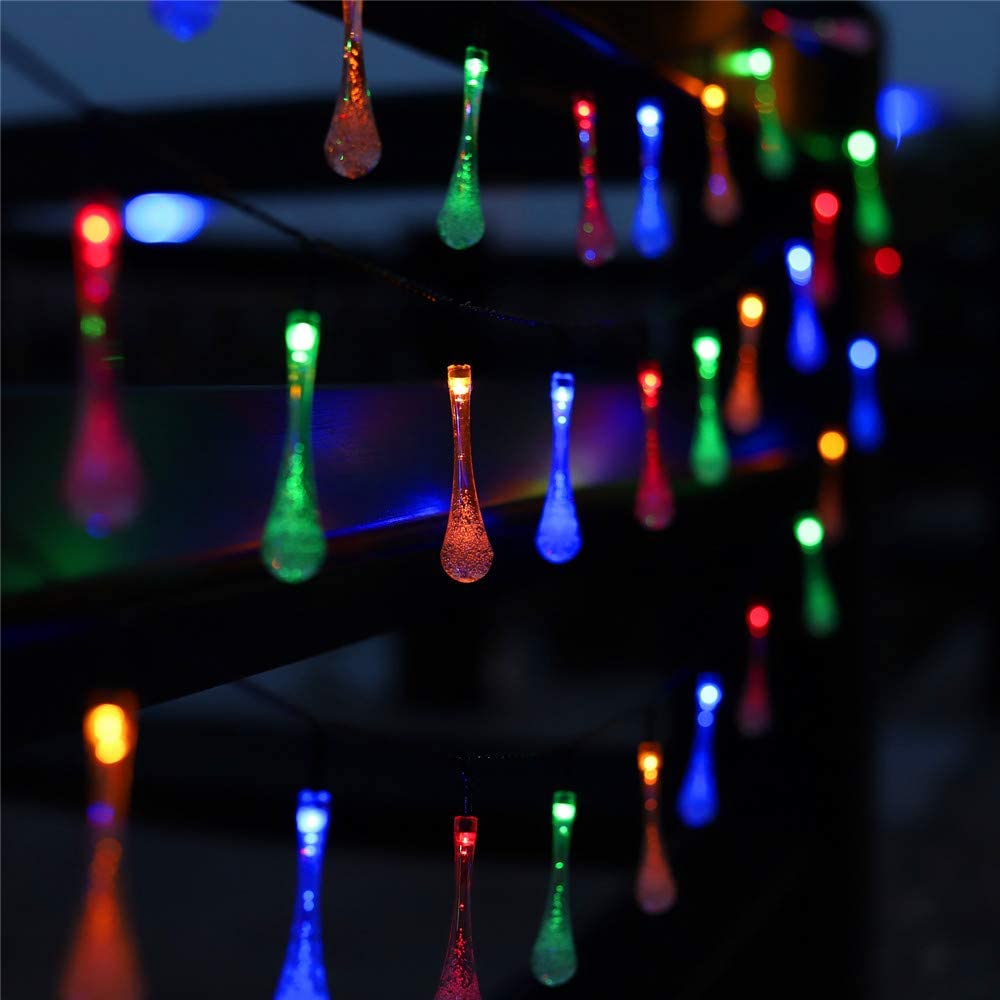 Solar String Lights Outdoor 23 Ft 50 LED Remote Control Curtain Lights