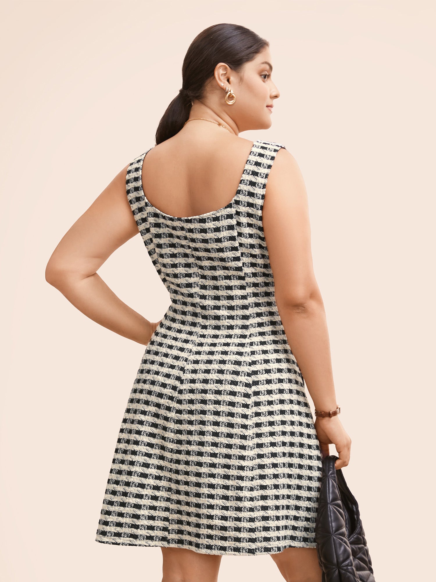 Stretch Woven Notched Collar Fitted Midi Dress