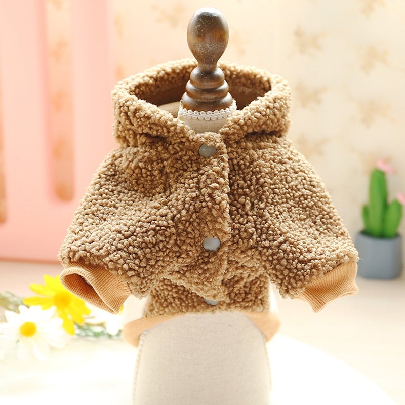 Contrast Color Fleece Dog Hooded Coat