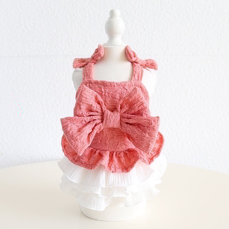 Sweet Big Bow Dog Cat Chiffon Dress