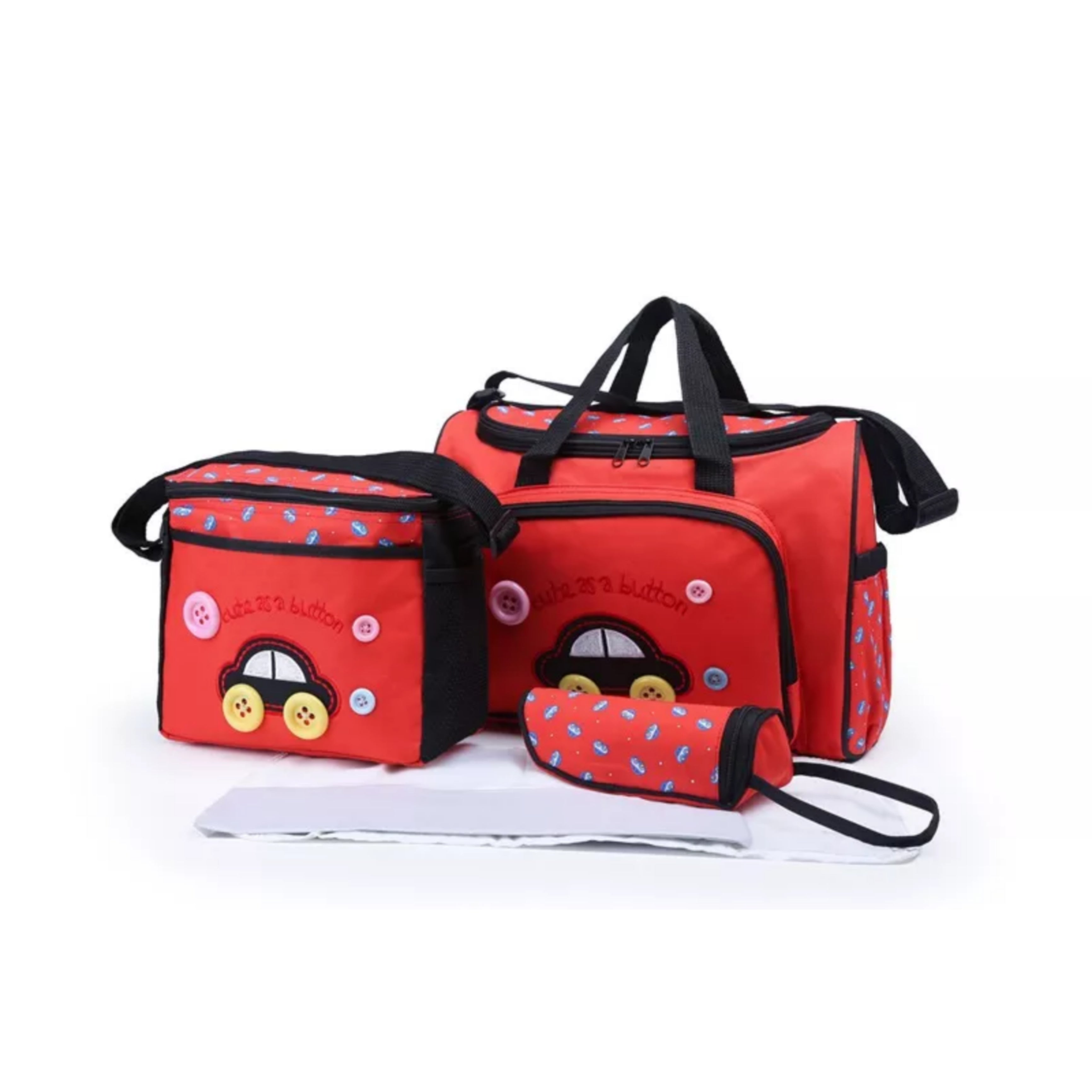 BABY 4-PIECES CAR & BUTTONS DIAPER BAG