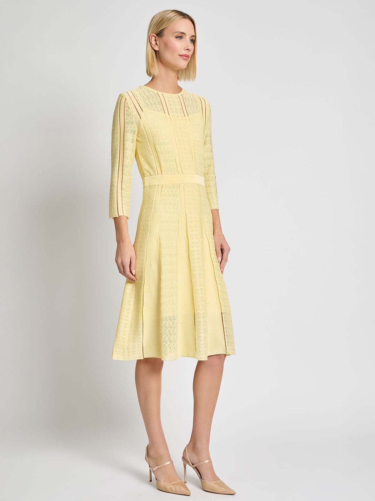A-Line Diamond Pointelle Knit Dress - Modern Fit