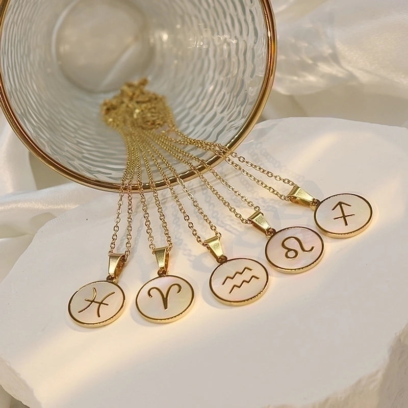Stainless Steel 18K Gold Plated Basic Plating Constellation Shell Pendant Necklace
