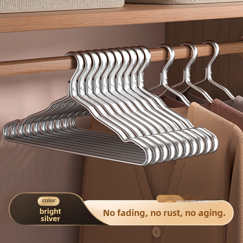 Space Aluminum Alloy Hanger Household Hanging Clothes Seamless Clothes Support Anti-slip Anti-shoulder Angle Light Luxury Metal Adult Drying Rack