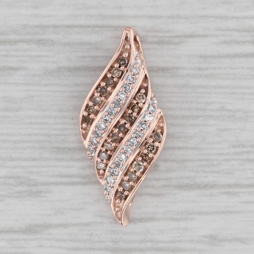 0.10ctw White Brown Diamond Floating Drop Pendant 10k Rose Gold