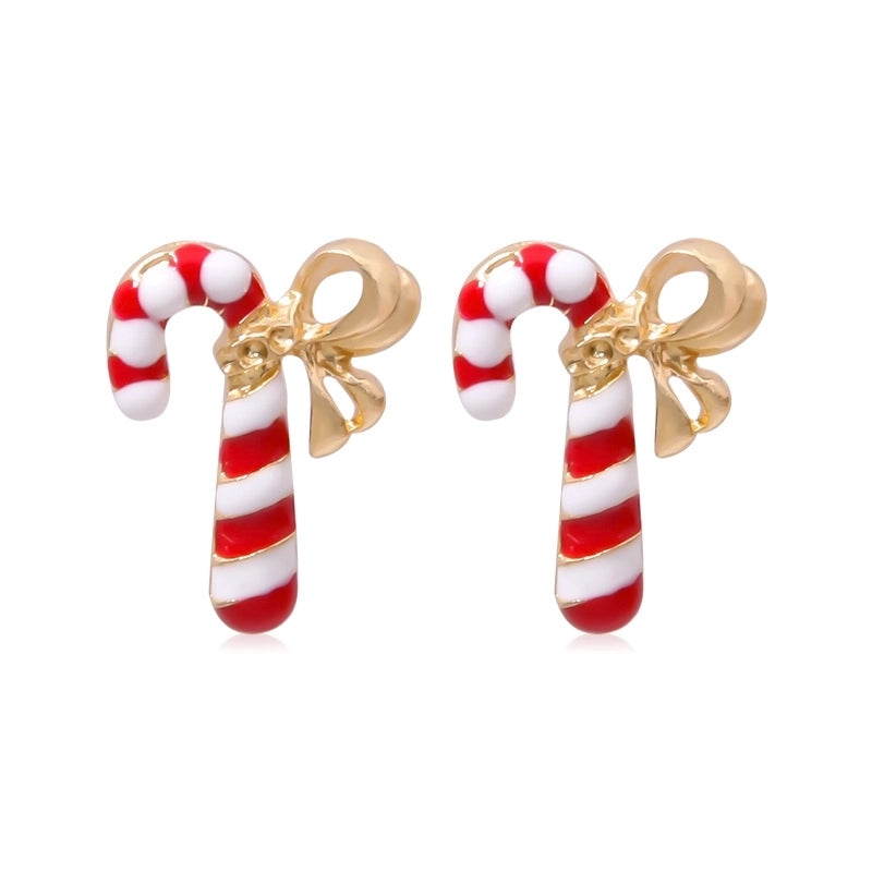 Fashion Christmas Tree Bell Snowflake Alloy Rhinestones Ear Studs