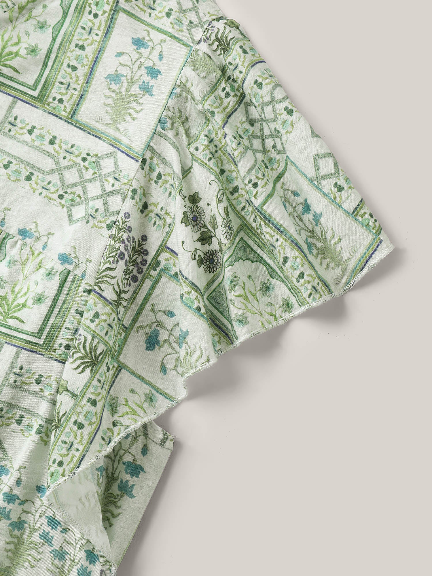 Serene Leaf Collage Flutter Sleeve Blouse