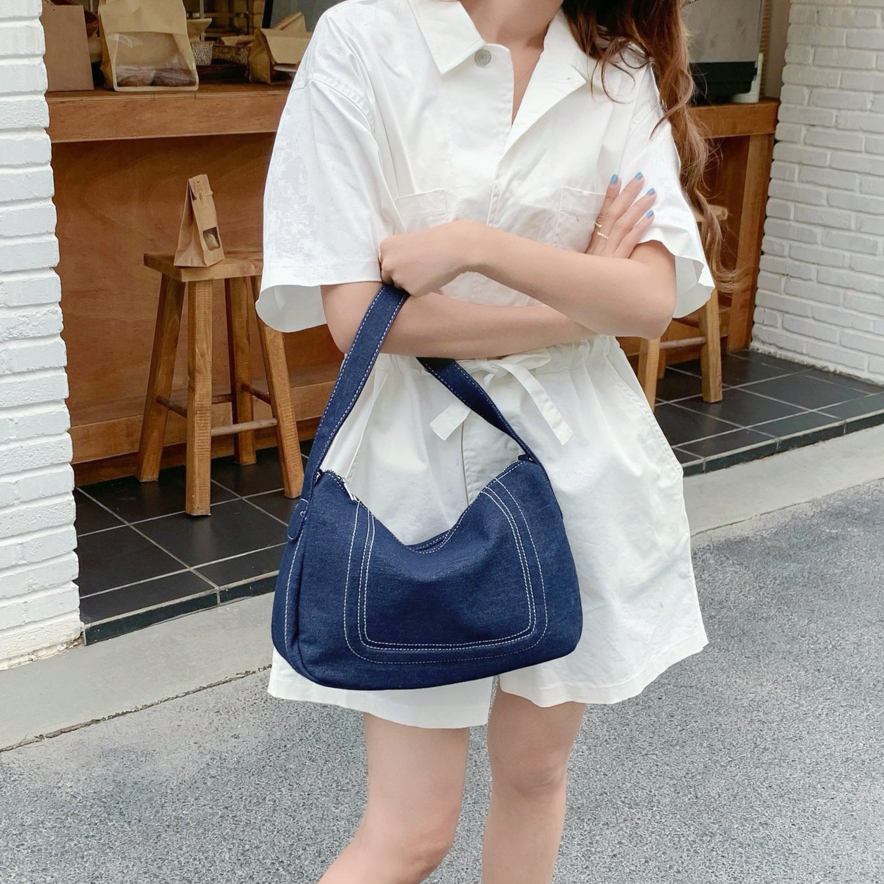 Embossed Denim Bag