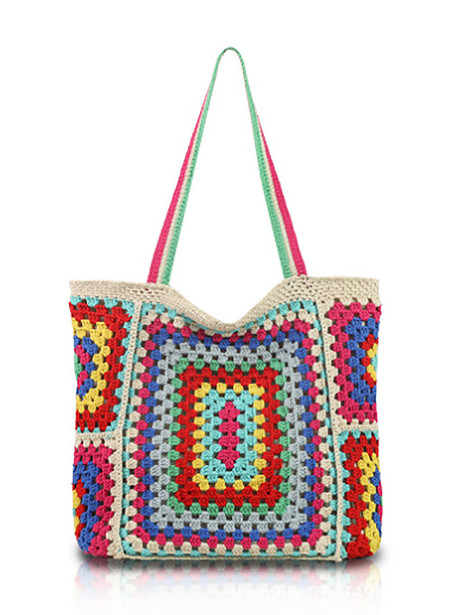 Women Summer Ethnic Knitted Shoulder Bag