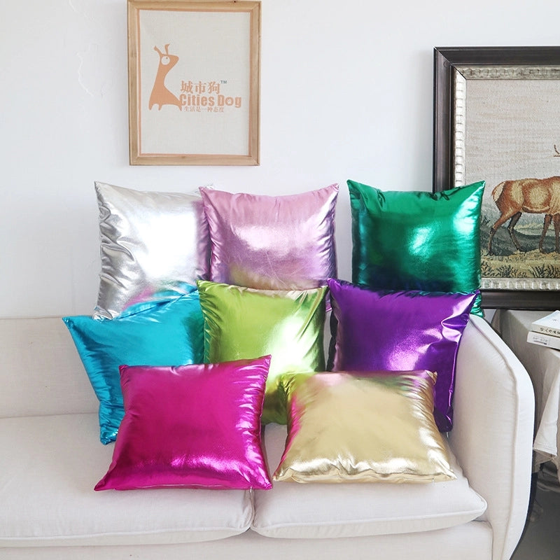 Classic Style Solid Color Pu Leather Spandex Bronzing Pillow Cases Couch & Sofa Decor