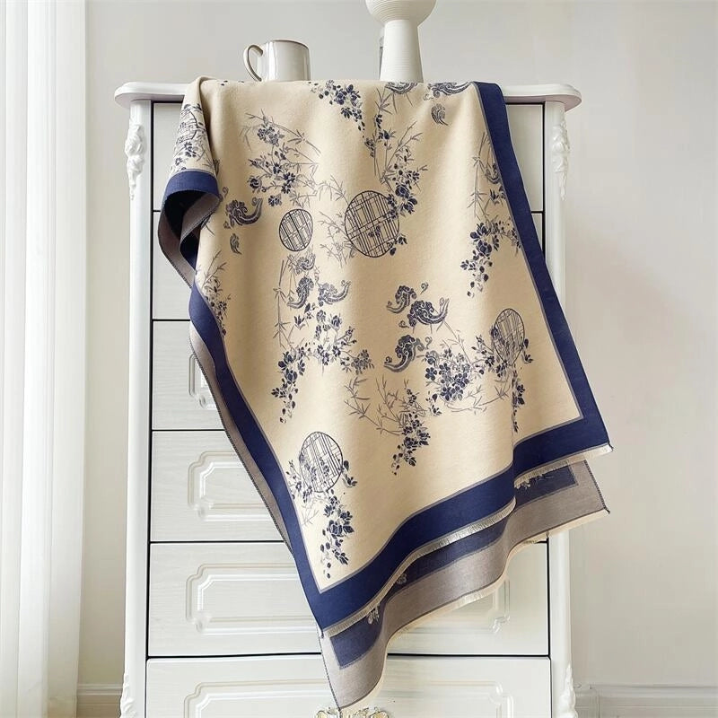 Women's Elegant Plant Imitation Cashmere Scarf