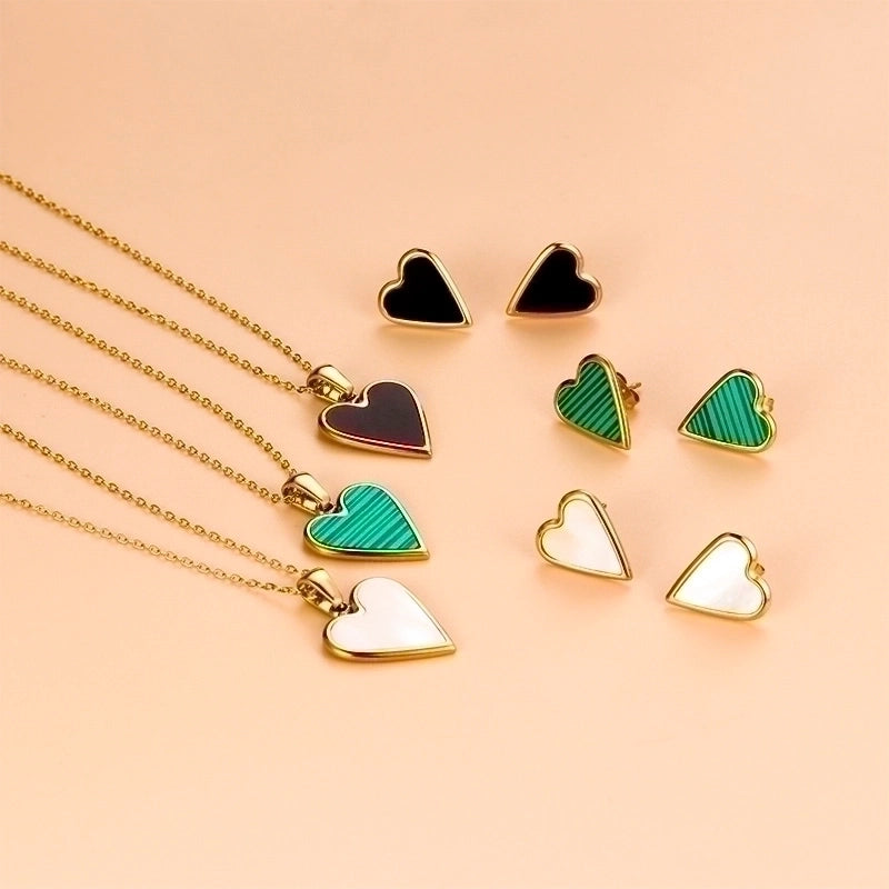 Fashion Heart Shape 304 Stainless Steel Shell 18K Gold Plated Gold Plated Stainless Steel Jewelry Sets