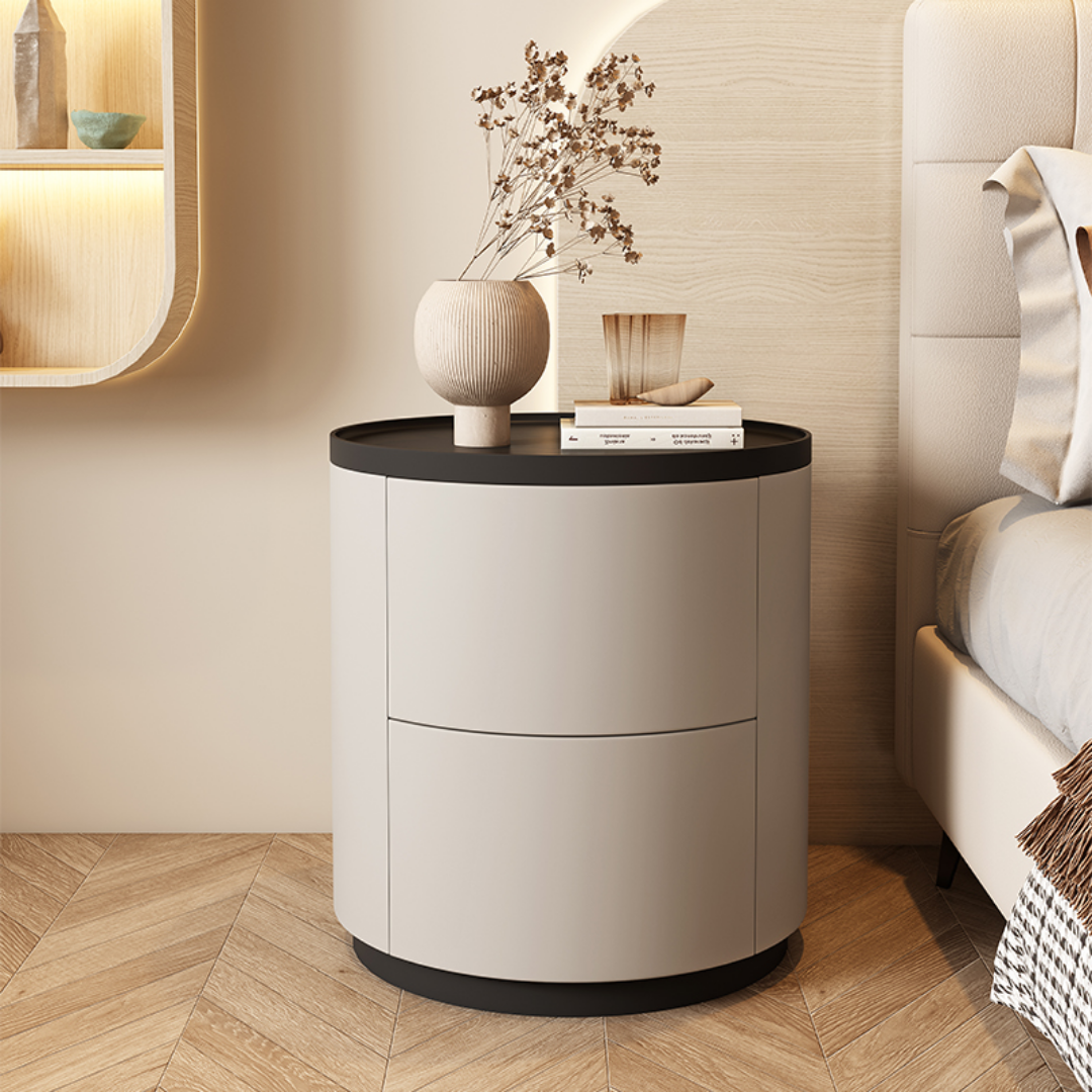 Ellie Cream Style Round Nightstand