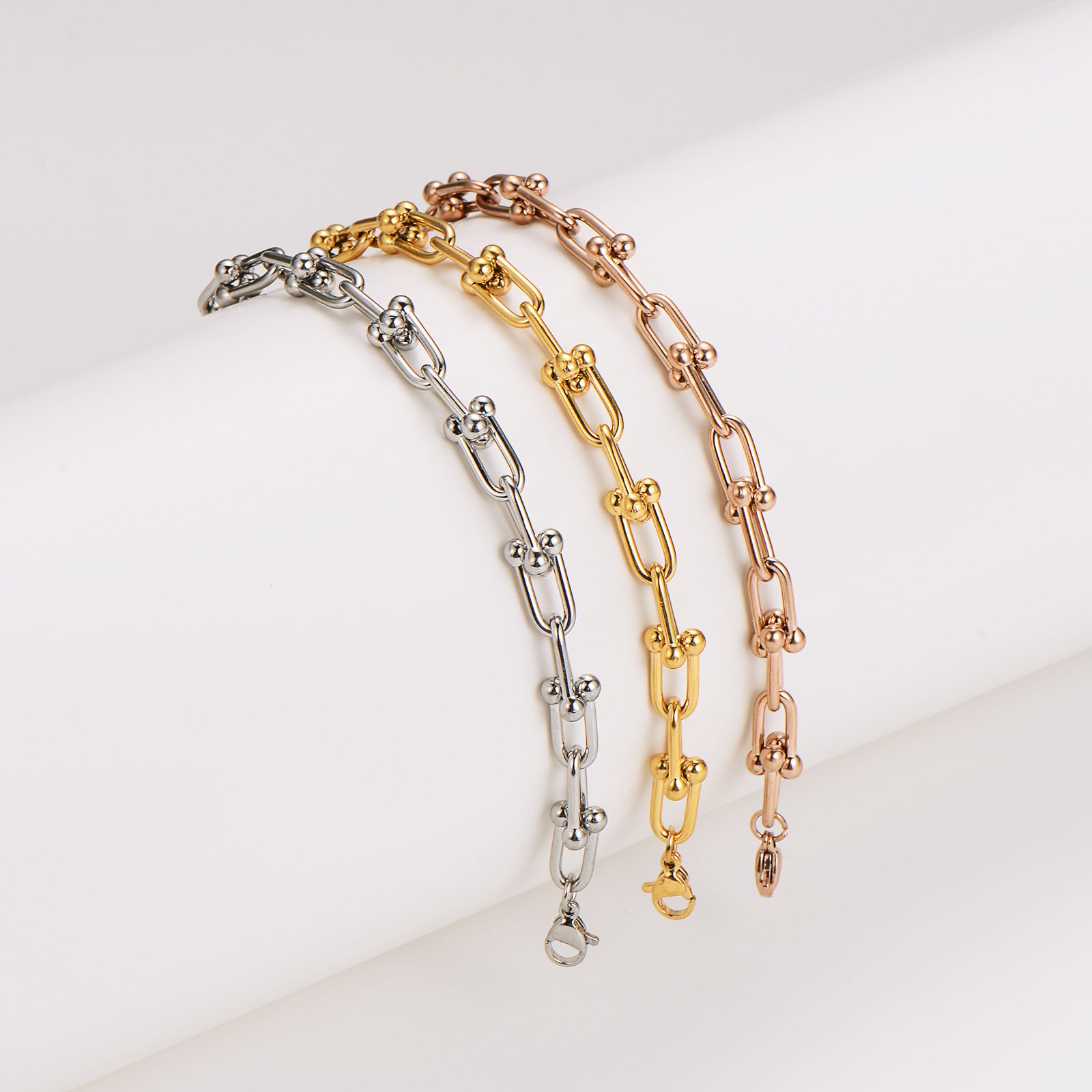Fashion Women Chain Geometric Stainless Steel Electroplating Bracelets
