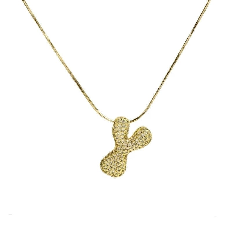 Minimalist Classic Style Letter Copper Plating 18K Gold Plated Pendant Necklace