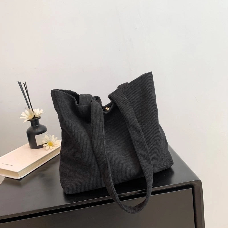 Women's Corduroy Solid Color Streetwear Square Zipper Shoulder Bag