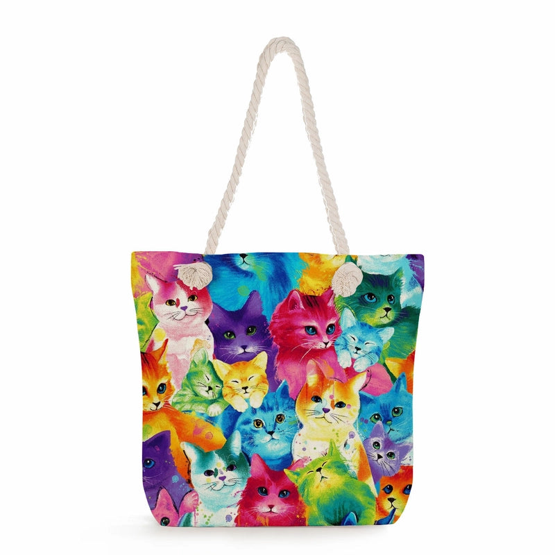 Women's Medium Linen Cartoon Elegant Basic Classic Style Square Zipper Canvas Bag
