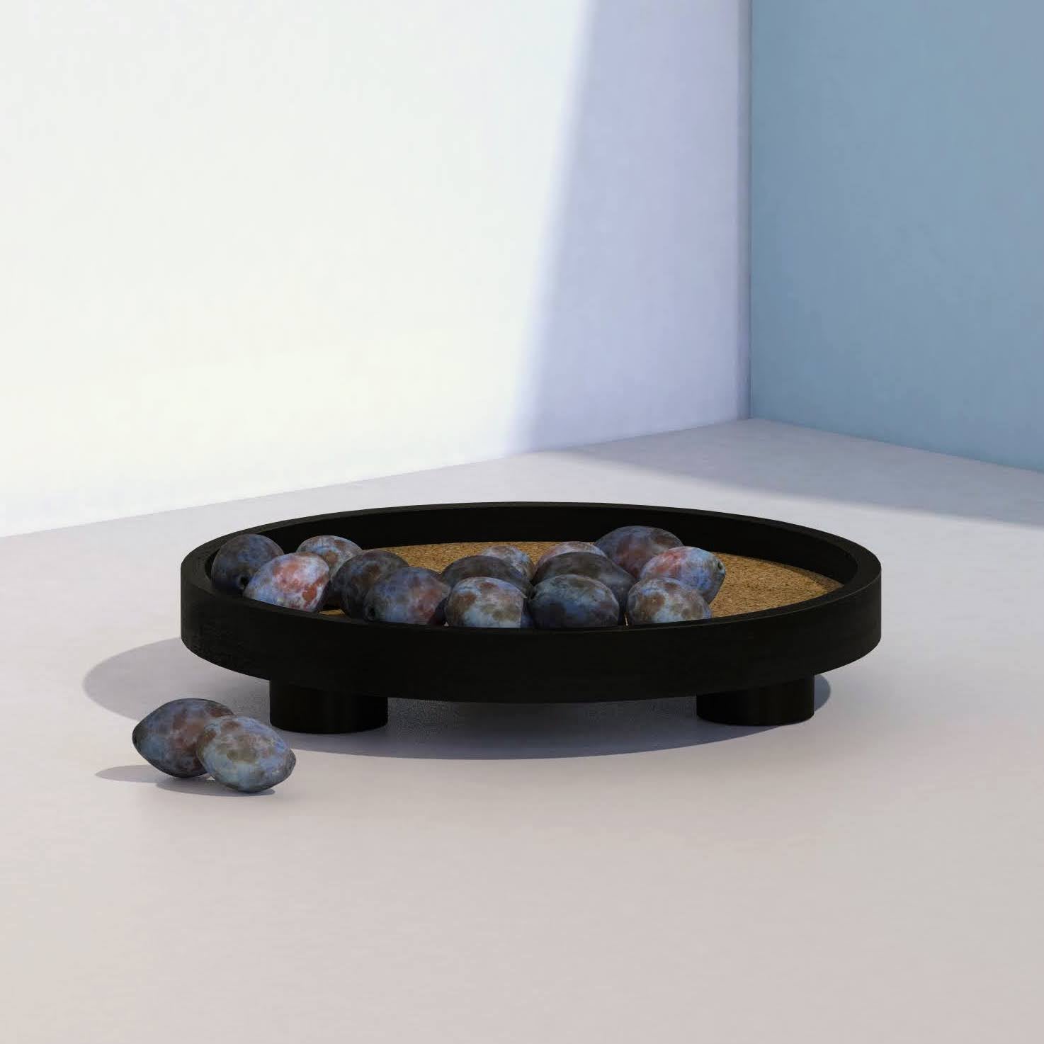 Podium Round Tray: Handmade Round Tray for Photography Decor Accesories [30cm/12in(Dia) x 5.6cm/2in(H)] Black Edition