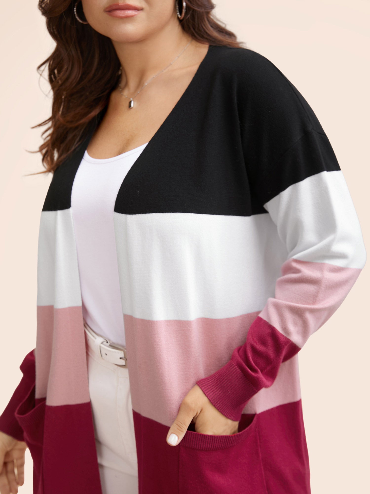 Supersoft Essentials Colorblock Contrast Pocket Cardigan