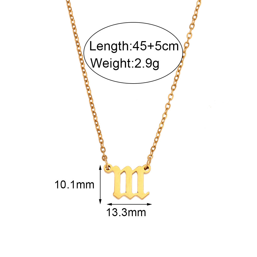 Fashion Number Geometric Stainless Steel 18K Gold Plated Necklaces