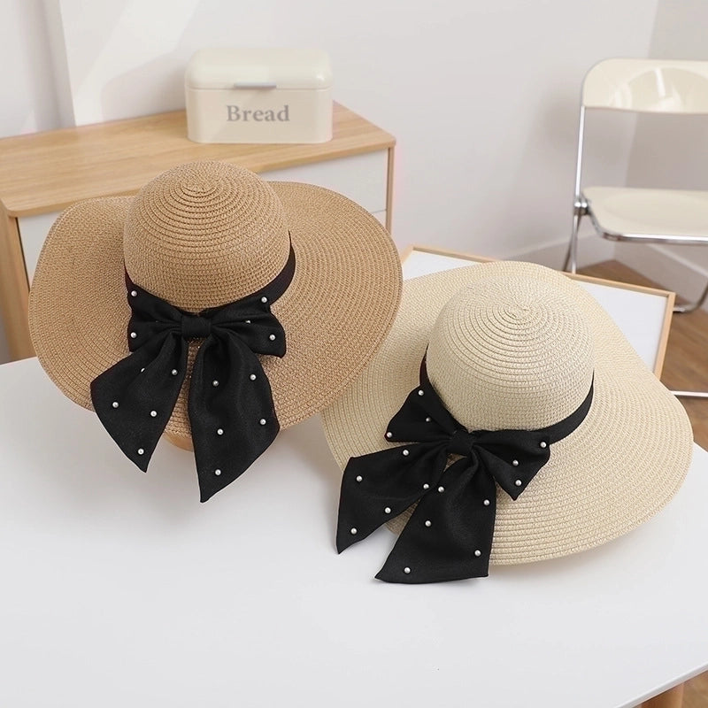 Women's Minimalist Classic Style Color Block Wide Eaves Straw Hat