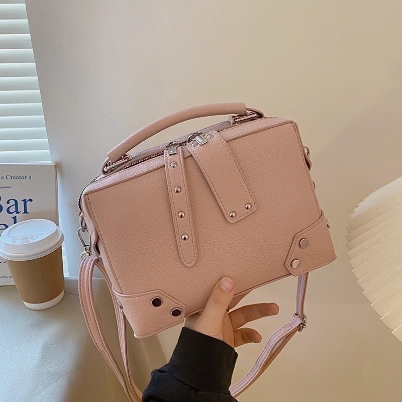 Women's Small Pu Leather Waves Solid Color Streetwear Square Zipper Square Bag