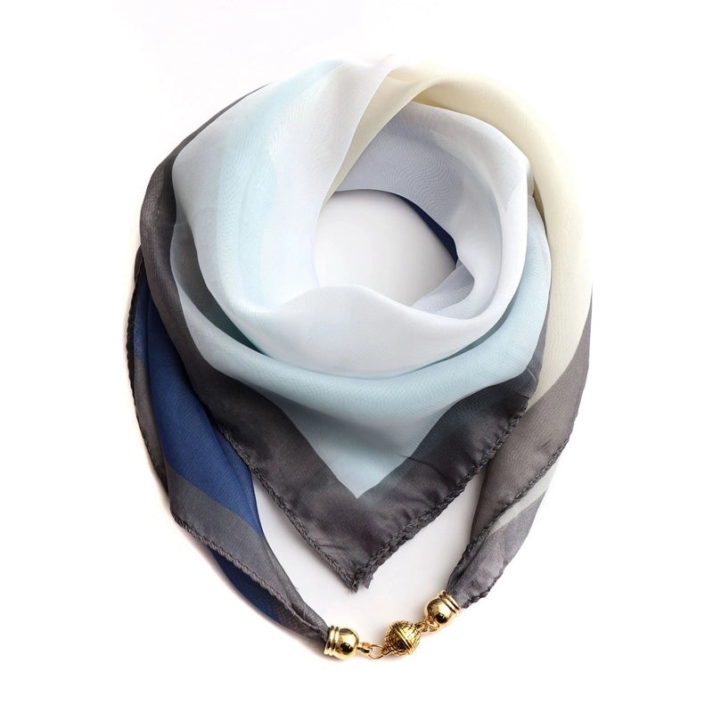 Women's Classic Style Splicing Polka Dots Flower Polyester Printing Silk Scarf