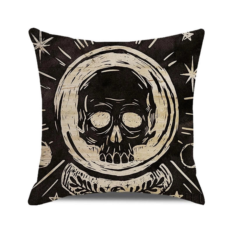 Halloween Retro Punk Palm Skull Cotton Pillow Cases Couch & Sofa Decor