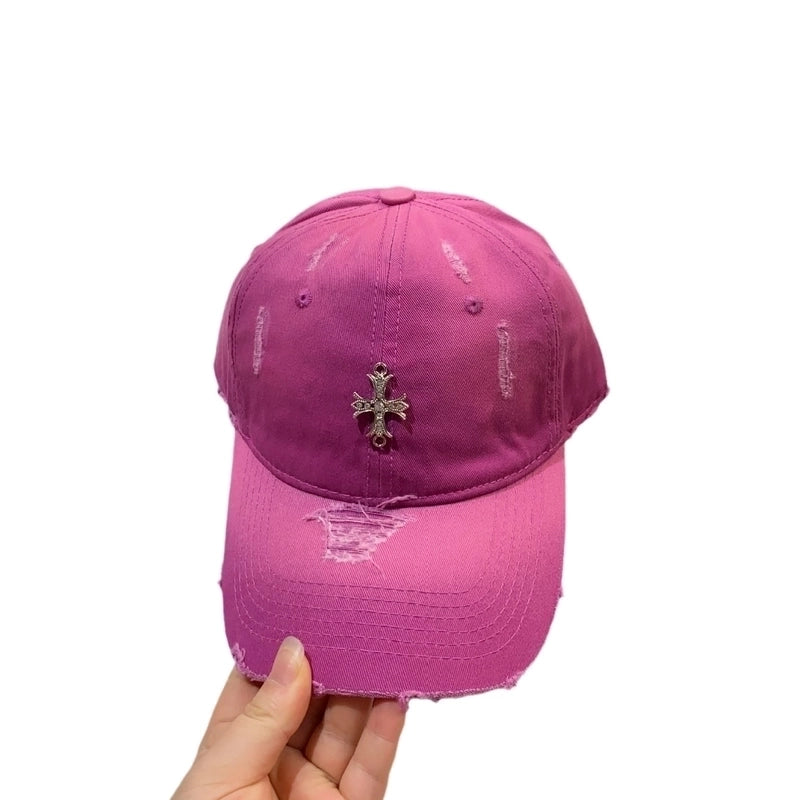 Women's Retro Streetwear Cross Rhinestone Curved Eaves Baseball Cap