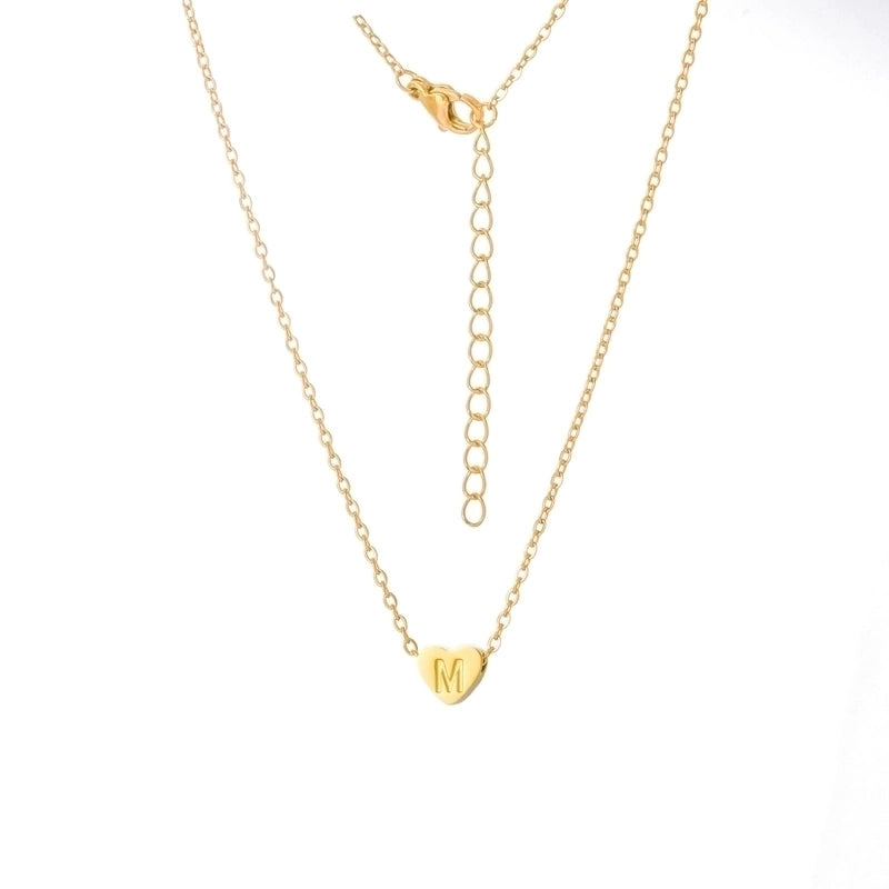 Stainless Steel Titanium Steel 18K Gold Plated Minimalist Letter Heart Shape None Pendant Necklace