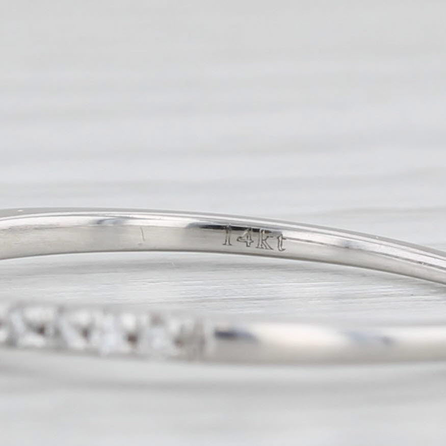 0.12ctw Diamond Contoured Wedding Bands Jackets 14k White Gold Size 7 Stackable