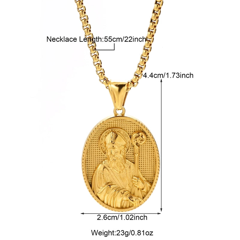 Modern Style Classic Style Portrait Cross Solid Color 304 Stainless Steel 18K Gold Plated Round Pendant Necklace