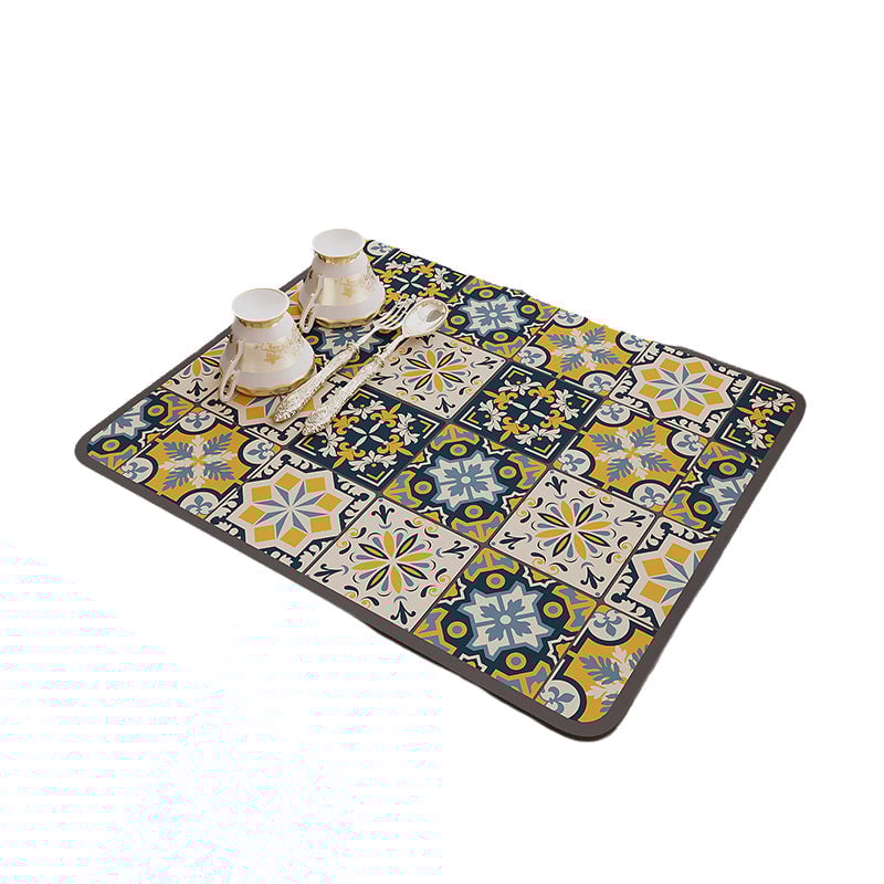 Retro Quick-Drying Water-Draining Mat for Kitchen Bar Countertops