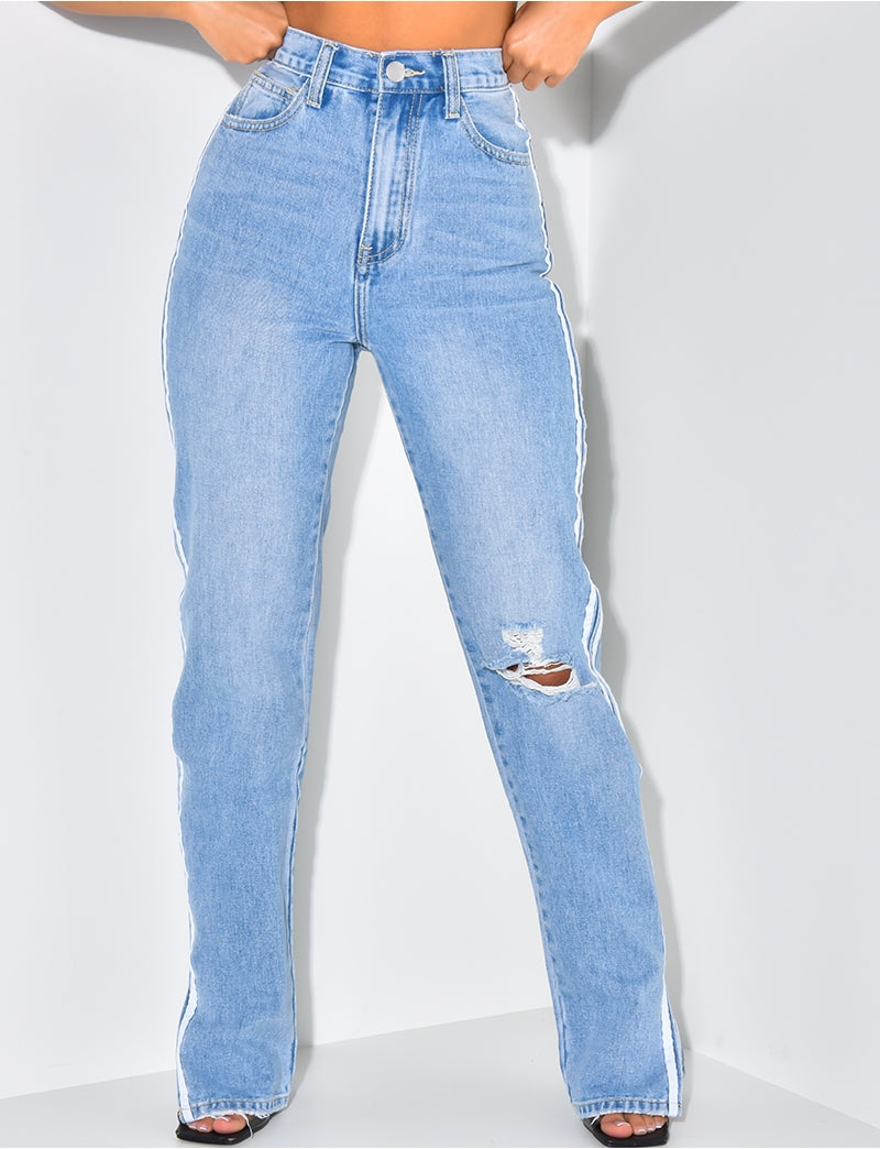 Lana long straight jeans met split