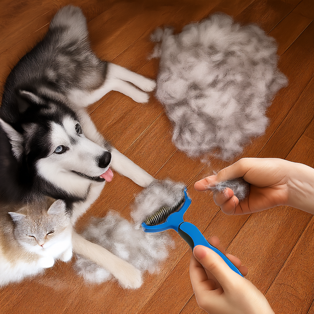 Pet Grooming Brush And Metal Comb Set