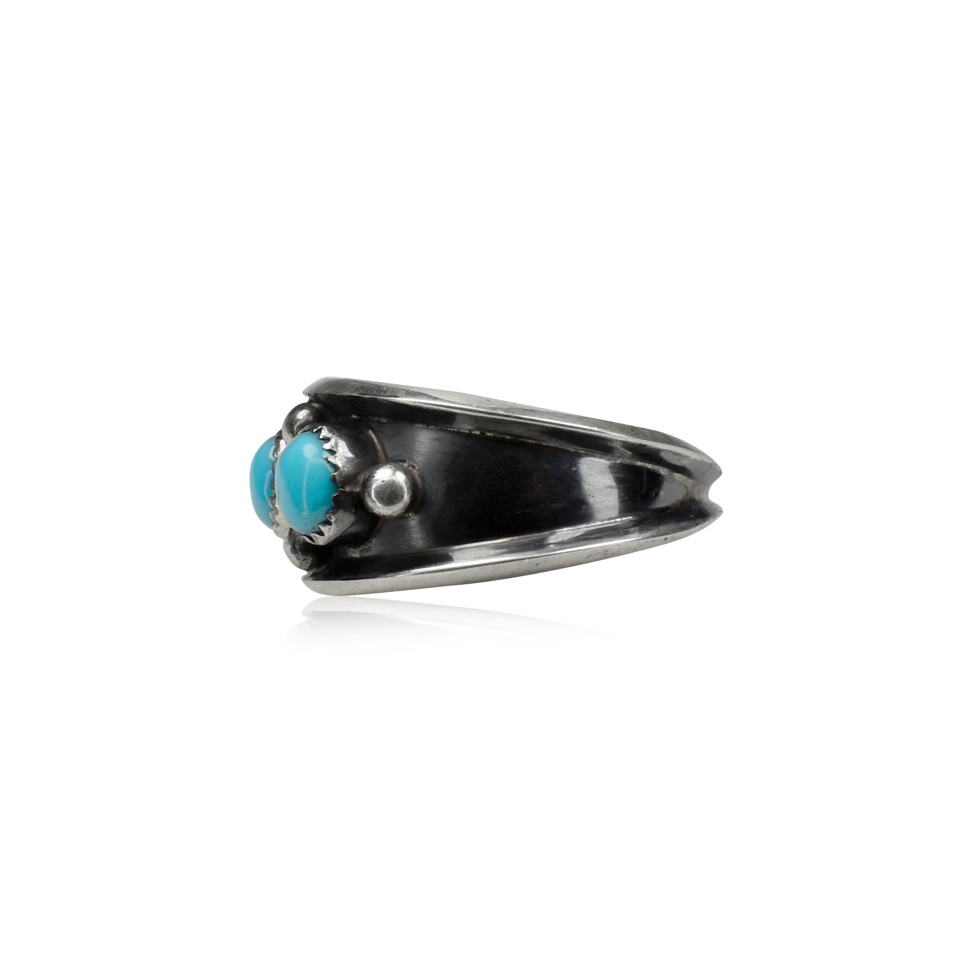 Three Stone Band Ring with Silver Beads