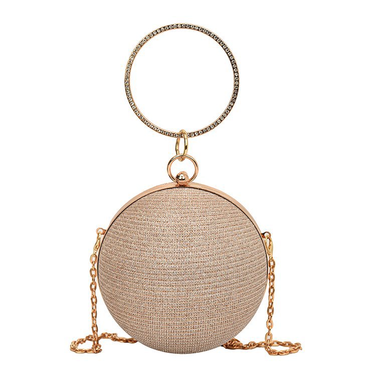 Inlaid Diamond Straw Sphere Evening Clutch Bag