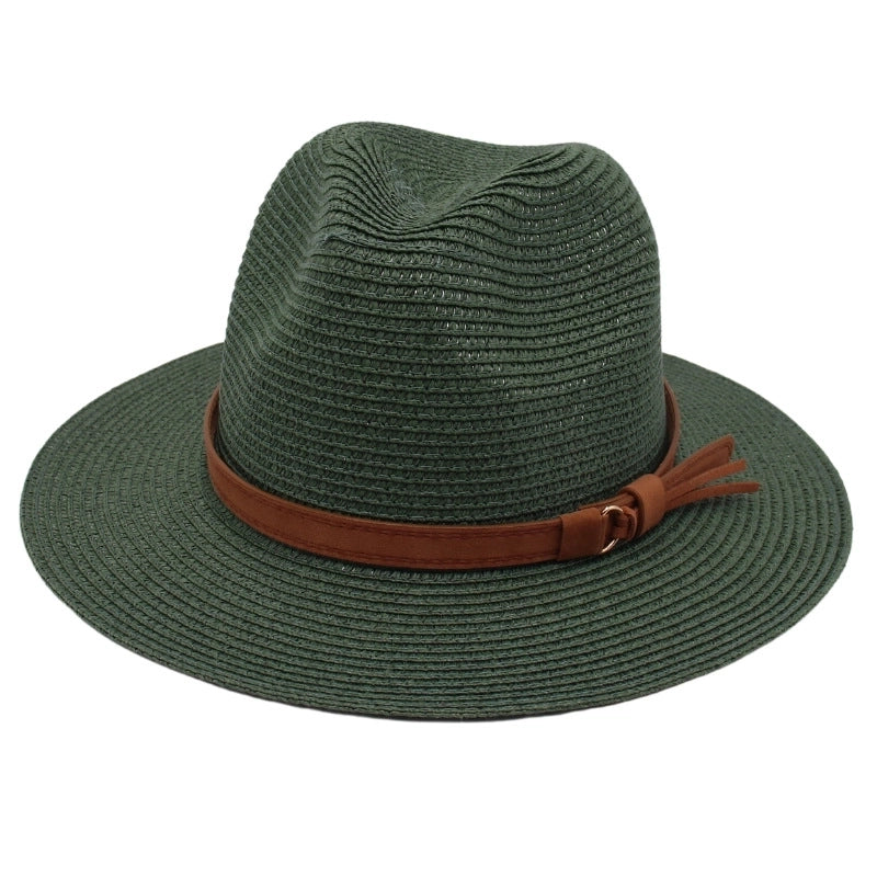 Unisex Pastoral Solid Color Wide Eaves Straw Hat