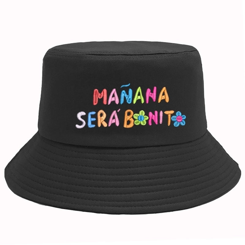 Unisex Casual Letter Embroidery Wide Eaves Bucket Hat