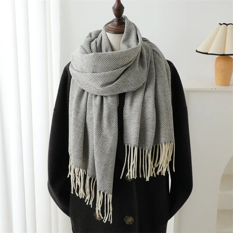 Women's Elegant Basic Lady Stripe Imitation Cashmere Polyester Scarf