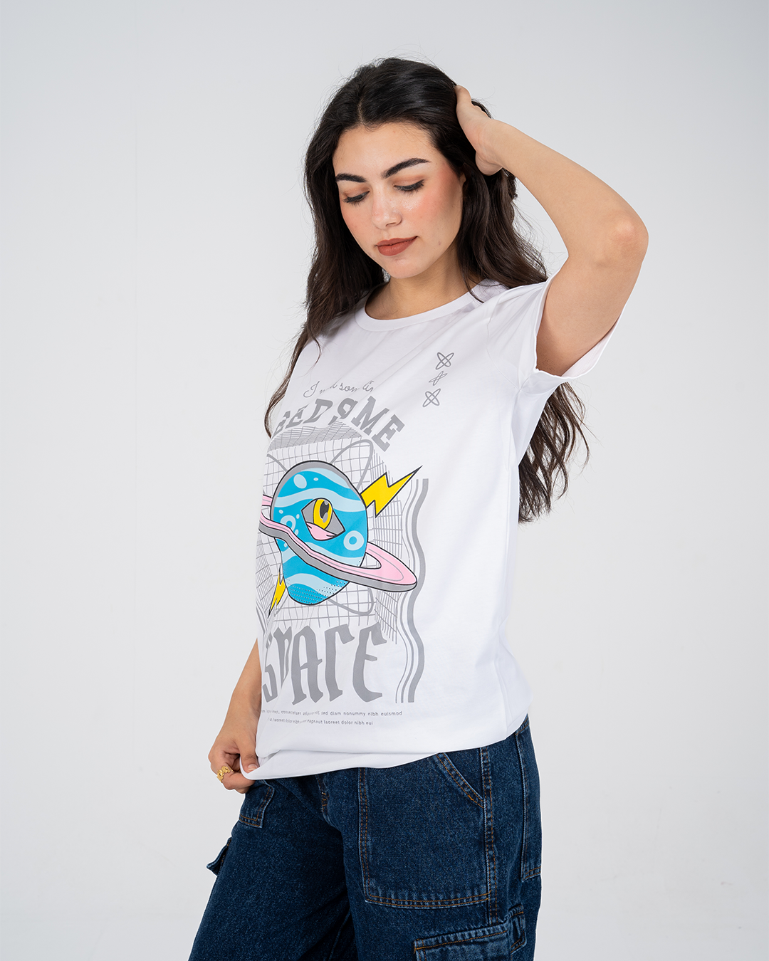 Overized Women T-Shirt Eye Printed