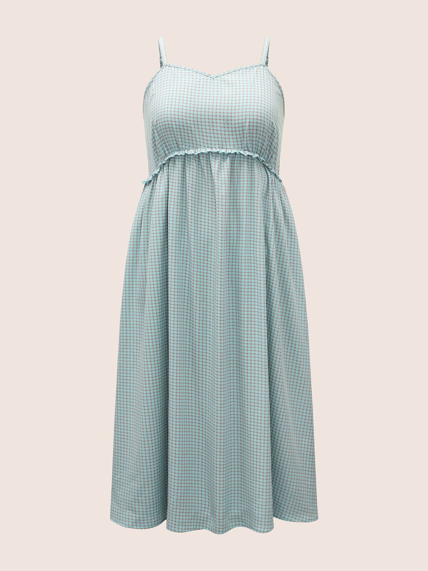 Gingham Frill Trim High Rise Cami Dress