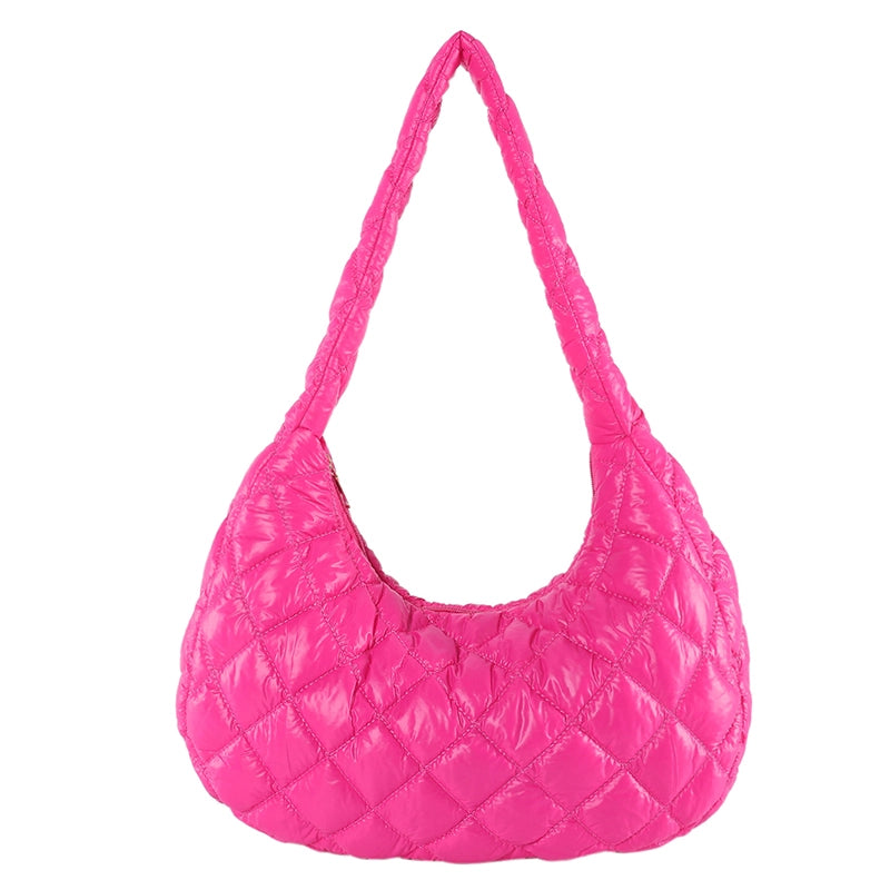 Women's Cotton Solid Color Basic Dumpling Shape Zipper Shoulder Bag Underarm Bag