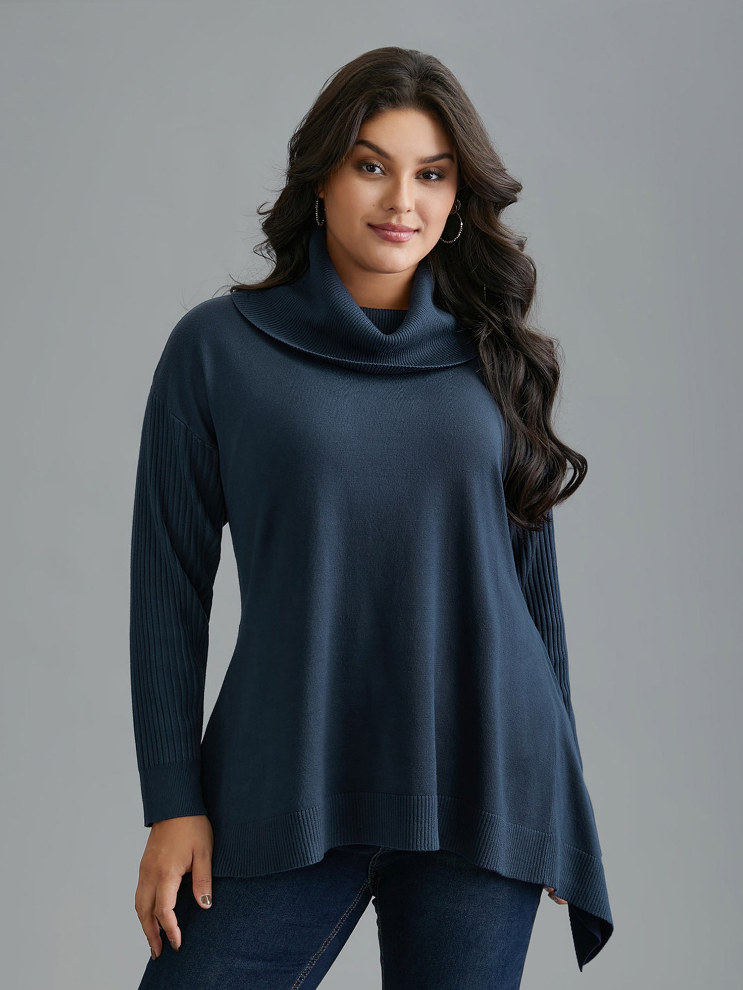 Supersoft Essentials Textured Drop Shoulder Turtleneck Pullover