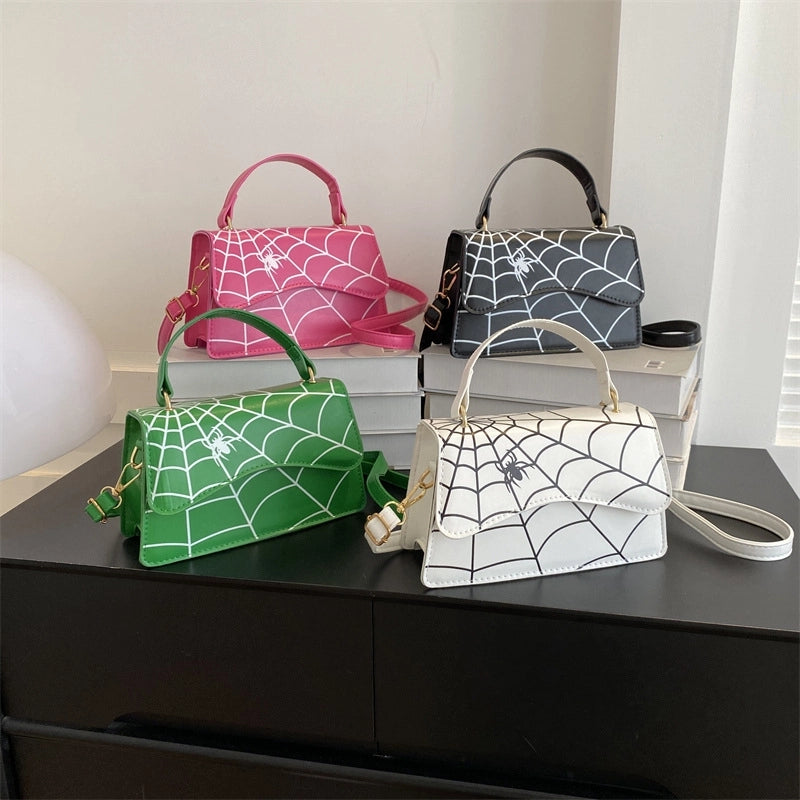 Halloween Women's Medium Pu Leather Spider Streetwear Magnetic Buckle Crossbody Bag