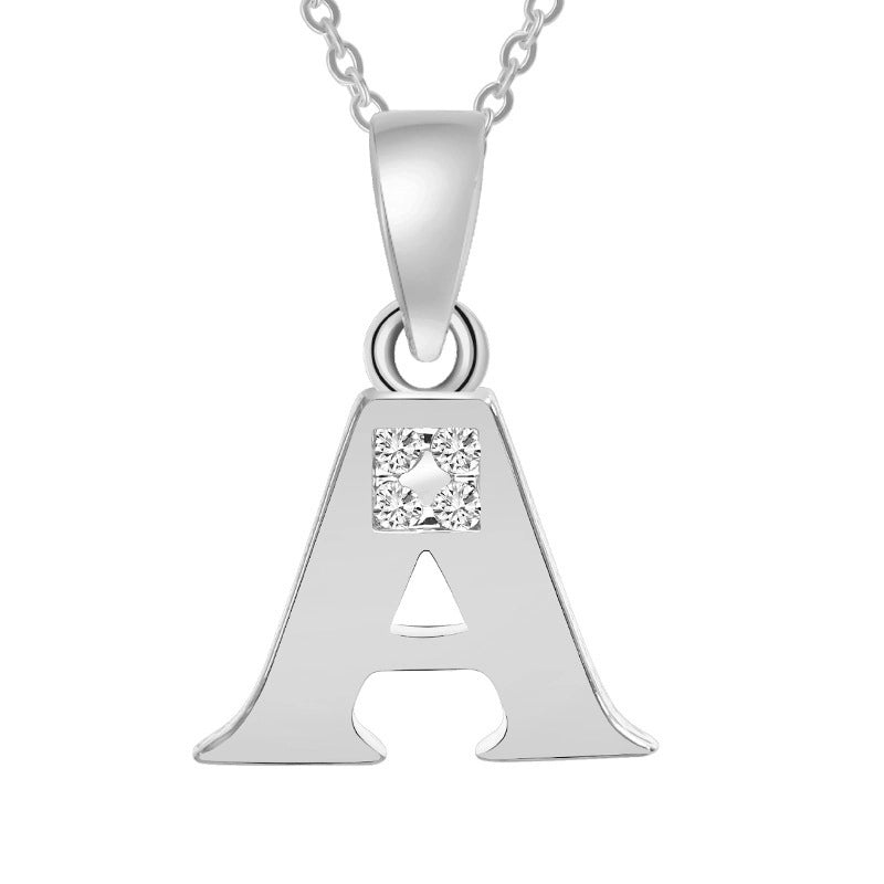 Minimalist Letter Copper Plating Inlay Zircon Pendant Necklace